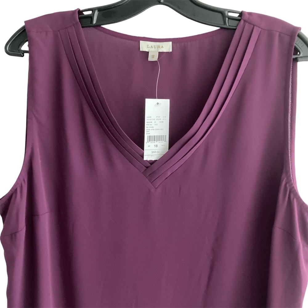 Laura Sheer Plum Sleeveless Top Size 18 - Picture 3 of 10